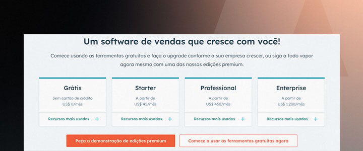 Planos e preços HubSpot Sales Hub